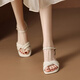 
Belle-tread sandals for women wearing 2025 summer new soft sole mid-heel French temperament with skirt thick heels one-strip high heels Y683 light yellow [geometric diamond mid-heel] heel 34