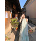 Bei Xianqi 2025 summer new style spliced ​​vacation temperament sweet temperament seaside sleeveless loose dress Mint green dress M