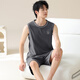 Pajamas men's summer pure cotton sleeveless vest summer teenager large size men's thin casual home clothing set YDY13657 3XL code (recommended 160-180Jin [Jin equals 0.5 kg])