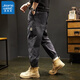 Jeanswest pants men's spring and autumn black casual pants men's loose large size small feet handsome Harlem trousers black M suitable for 115-130Jin [Jin equals 0.5 kg]