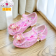 Ye Yu Girls' High Heels Spring and Autumn Elsa Frozen Princess Crystal Soft Sole Shoes Elsa Children's Leather Shoes Children's Shoes 810-3 High Heels Ice Blue Free Crown 30 Inner Length 18.5cm