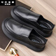 Philoman 100% top layer cowhide men's shoes leather shoes casual men's soft sole spring and autumn wide foot one foot soft leather men's casual shoes brown-15051 genuine leather four-season shoes 39