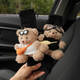 Choose cute bear car seat belt shoulder guard cover car safety belt handle cover anti-sliding car doll decoration products for women blue plaid + little blue bear [two sets]