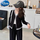Disney Girls Autumn Set Korean Style Middle and Big Children Fashion Casual Holiday Two-Piece Cardigan Children's Coat Wide Legs Two-Piece Set Black 160 cm