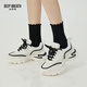 
DEEP BREATH Deep Breath Women's Shoes Thick Sole Fashion Strap Curved Daddy Shoes Casual Shoes AX12242 White and Black 37