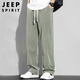 JEEP SPIRIT吉普冰丝休闲裤男春夏季美式高街潮牌宽松直筒阔腿裤子 浅绿 XL 