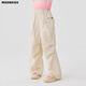 moonkids girls quick-drying work clothes wide-leg pants 2025 summer children's pants medium-sized children's outdoor trousers waterproof charge pants 15261 light khaki work clothes 110 cm