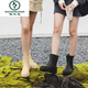 啄木鸟时尚百搭雨鞋女款网红厚底增高雨靴女士外穿成人水鞋厨房工作胶鞋 Xl813米白【不加棉】 标准码 37