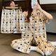 Nanjiren printemps et pyjamas d'été pour femmes, pantalon à manches courtes cartoon rétro Bralala trois pièces vêtements de maison lâche KK14132 # m [suggéré 80-100jin [Jin est égal à 0,5 kg]]]