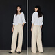 Lily2025 Spring New Lycel Cotton Plant teint à haute taille Venue polyvalente Pantalon de pantalon à jambes larges haut de gamme pour les femmes 716 Khaki léger M