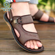 Spechts Sandalen Herren Sommer 2025 Neue Stil außen atmungsaktiven Ledersandalen Echte Leder-Pantoffeln Nicht-Schlupf-Rindfleisch-Sehnen-Sohle-Strandschuhe Sandalen Männer 6227 Khaki Rindfleisch Sehnen Sohle 42