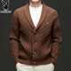 Playboy Cardigan Herren Winterjacke Männer vielseitiger dicker Nadelwolle Pullover vielseitiger gestrickter Pullover verdickter Männer Außenbekleidung Iron grau 4xl 190