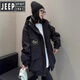 Jeep Spirit-Kapuze-Schockkleidung Pai über Frauen 2025 Winter neuer europäischer Outdoor integriert Fleece mittelgroße Freizeitjacke 687m Weiß L Empfohlen 110-135jin [Jin ist 0,5 kg]