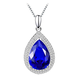 Shien's new product 925 sterling silver sapphire inlaid with drop-shaped pendant 18K gold plated tanzanite color gemstone clavicle necklace for women single pendant (not equipped with chain)