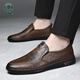 
Woodpecker leather shoes men's hollow hole shoes dad shoes summer soft sole breathable lazy bean shoes mesh eyelid shoes non-slip 6999 black 42