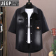 Jeep Spirit Camisa de mezclilla de mezclilla de manga corta Marca de moda para hombres Summer White Teenager Juvenil Versátil Versátil Camisa de moda suelta de moda NZJ-698 Azul (original Alta calidad) 2xl (adecuado para el peso 130 Jin [Jin equivale a 0.5 kg] -145 Jin [Jin equivale a 0.5 kg] desgaste)
