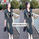 
Pierre cardin 11-695 double-cover denim top denim skirt two-piece suit fashionable two-piece set (delivery belt) skirt length about 78 2XL 120-135Jin [Jin equals 0.5 kg]