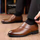 Classic Car Herren Lederschuhe echtes Leder atmungsaktives Geschäft formelle Lederschuhe Männer junge und mittlere Männerschuhe speicherte Zehenabdeckungen weiche Soles Schuhe Männer 3527 Brown 38