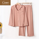 caser凯撒caser女磨绒家居服春秋冬羊绒蛋白翻领长袖长裤睡衣BI51-3886 丝绒红 2XL 170