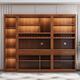 Mu Tisen Chinese solid wood wine cabinet integrated wall display cabinet modern simple living room screen partition cabinet glass door entrance cabinet five-door wine cabinet + single-door side cabinet Default walnut color (remarks for other colors)