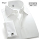 BKQU Men's Large Collar French Shirt Business Slim Double Button High Collar Groom's Double-fold Sleeve Formal Long Sleeve Shirt Cufflinks CXW12006 White 45