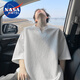 NASA MARVEL短袖t恤男士夏季休闲简约透气半袖V领上衣户外休闲服 白色 XL