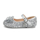 Saturday (St&Sat) children's shoes, girls' shoes, children's fashion small leather shoes, new spring and autumn girls' performance flat crystal shoes, glazed silver 31, inner length about 19.4cm