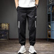 Guxiansen striped ice silk casual pants for men's summer thin sports Harem pants trendy brand loose tying feet nine-point pants light gray XL [130-150Jin [Jin equals 0.5 kg]]