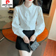
Piercadian embroidered cotton shirt for women 2025 autumn new fashion embroidered white shirt loose versatile long-sleeved top CY9227 Black 2XL [Suggested 131-145Jin [Jin equals 0.5 kg]]