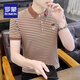 Romon High-End-Hemd-Hemdkragen kurzärmelig T-Shirt Summer Striped Polo Shirt Herreneis Seiden halbärmelig trendy T-Shirt 6626 Gray XL 120Jin [Jin gleich 0,5 kg] ungefähr