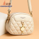 
Kangaroo leather bag women's 2025 new Korean style trendy versatile shoulder bag soft leather crossbody small round bag beige white