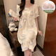 Yuan pekying Nachthemd mit Brustpolster Sommer Frauen 2025 Neues kurzärmeliges Pyjama Frauen-Heimkleidung Langes Prinzessinstil Kleid 9871 Pacha Hund [mit Brustpolster] 2xl 130-150jin [Jin gleich 0,5 kg]