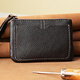 Master Lu's first layer cowhide leather zipper small cow bag pure handmade retro simple change storage bag small bag chocolate brown