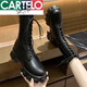 Cartelo Small erhöhte Martin-Stiefel Britische High-Top-Frauenschuhe 2025 Frühling und Herbst Dicke einzige Single-Stiefel weiße Mittelstiefel weiße Single 38