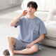 Langsha men's pajamas men's summer suit thin cotton silk handsome loose plus size home clothing 2025 new summer YSX:9717 dark gray striped pants [cool cotton silk, sweat-absorbent and breathable] L