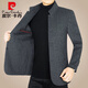 
Pierre cardin spring and autumn new men's clothing Chinese stand collar middle-aged men's jacket short wool jacket dad knit dark gray XL 180 (135-150Jin [Jin equals 0.5 kg])