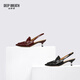 
DEEP BREATH Deep Breath Women's Shoes Old Qianfeng Eel Leather Commuter Single Shoes Thin Heel Empty Shoes Women's AX11151 Red 36