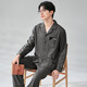 Fenton Couple Pajamas Super Soft Category A Spring Cotton Round Neck Cardigan 7A Antibacterial Homewear Set Dark Gray - Men's L