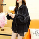 Woodpecker Black Denim Clothing 2025 Spring New Denim Jacket Women Korean Style Loose Slim Short Jacket Women's Top Fashion 9904# Front and Back Children's Embroidery S Recommended 80--100Jin Jin is equal to 0.5 kg