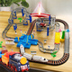 Tren de alta velocidad para niños Track Tack Track Simuled Rail Electric Car 3 Ni de dos años, 4 años, Baby Toy Boy Sound and Light-City Double Bridge Track [Caja de regalo] Versión de carga-Tren eléctrico + 2 carruaje + automóvil