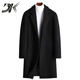 DK brand men's woolen coat men's winter new thickened warm mid-length windbreaker business casual jacket gray M 170