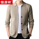 Hengyuanxiang knitted cardigan men's jacket spring and autumn lapel shirt middle-aged solid color 100 plush sweater dad sweater men's clothing 33899 black [pure new 100] 3XL 185 suggestions 165-180Jin [Jin equals 0.5 kg]
