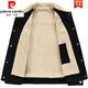 Pierre Cardin corduroy jacket men's winter velvet thickened lapel top autumn and winter warm men's casual jacket men's knitted velvet bean green L07R style M