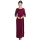 康美诗新款后长前短连裙礼服蕾丝衣长婚礼春秋季高贵妈妈2025年旗袍直营 酒红色9761 2XL