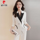 Pierre cardin white suit jacket for women 2025 spring and autumn new style contrasting temperament goddess style host professional suit YWZ9926 white single-piece suit S 80-91Jin [Jin equals 0.5 kg]