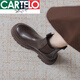 卡帝乐鳄鱼（CARTELO）全真皮棕色切尔西短靴女厚底2025年春秋烟筒靴英伦风马丁靴 黑色单里 37
