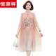 Hengyuanxiang Fat Mom Summer Cheongsam Платье летняя шифоновая юбка Большой размер 2025 Новый средний летний стиль женщин 6629 Хаки 4xl Рекомендуется 140-150JIN [Джин равен 0,5 кг]