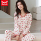 Catman MIIOW pure cotton pajamas for women in spring and autumn long-sleeved cardigan for middle-aged and youth women's casual suit cotton home clothing SH14701 pure cotton M (80-100Jin[Jin equals 0.5 kg])