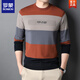Romon Sweater Knited Sweater Men Spring and Autumn Slayas delgadas Color contrastante Camiseta de manga larga Camisa de base redonda de cuello suelto para hombres de mediana edad y jóvenes 759 Green-verde gris M 105 Sugerencias 100-120Jin [Jin equivale a 0.5 kg]
