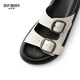 
DEEP BREATH Deep Breath Women's Shoes Double-button Open-toe Casual Cool Sandals Slippers AX14107 White 35